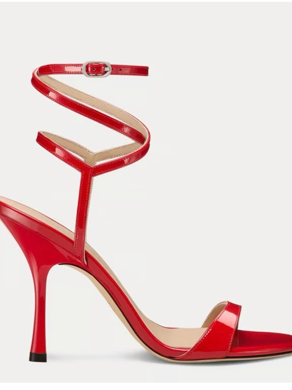 NIB Stuart Weitzman Nudist-Wrap Spiral-Strap Stiletto Sandal in Cherry Red Sz 8
